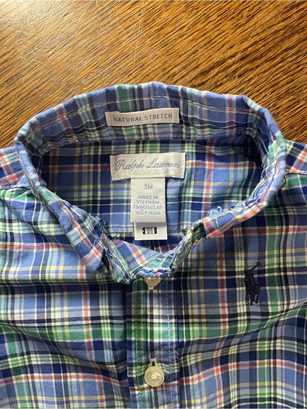 Ralph Lauren Plaid Button-Down Shirt - Blue, Green & White with Pink Accent